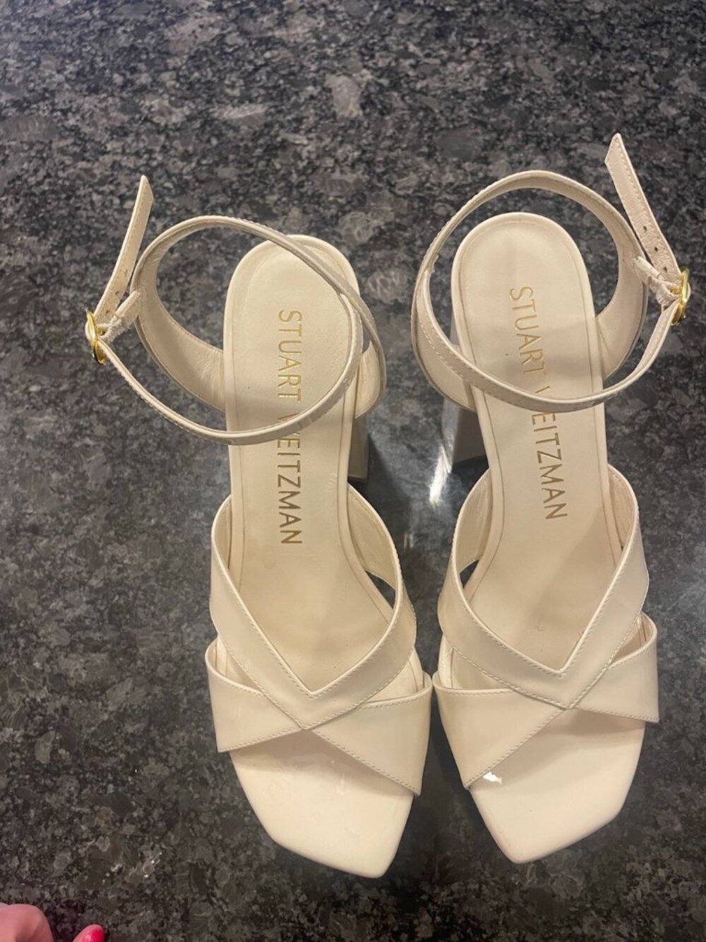 Stuart Weitzman Patent Leather Lasercut Accent High Heals - Picture 6 of 8